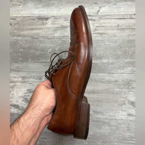 Johnston & Murphy Burnished Walnut Tan Wingtip Derbys 12 M - Picture 4 of 10